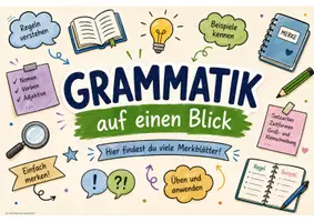 Vorschau - Arbeitsblätter - Spickzettel Deutsch - Wortarten Satzglieder Stilmittel - Grammatik - Seite 1