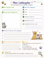 Vorschau - Arbeitsblätter - Mein Lieblingstier – Tiersteckbrief & Schreibanlass - Seite 1