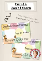 Vorschau - Poster - Sommerferien Countdown Grundschule | Klassentier Faultier / Faultierklasse - Deckblatt