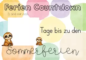 Vorschau - Poster - Sommerferien Countdown Grundschule | Klassentier Faultier / Faultierklasse - Seite 3