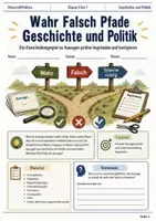 Vorschau - Spiele - Wahr Falsch Pfade Geschichte und Politik Unterrichtsspiel Klasse 5 bis 7 - Deckblatt