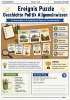 Vorschau - Spiele - Ereignis Puzzle Geschichte Politik Allgemeinwissen Unterrichtsspiel Klasse 5 bis 7 - Deckblatt