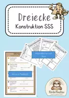 Vorschau - Arbeitsblätter - Dreiecke: Konstruktion SSS-Satz Arbeitsblätter, Anleitung, Merkposter - Deckblatt