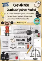 Vorschau - Arbeitsblätter - Gewichte - Sachaufgaben Kartei (Klasse 3-4) - Deckblatt