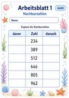 Vorschau - Arbeitsblätter - Nachbarzahlen bis 1000 | Mathematik Klasse 3 | 6 Arbeitsblätter als PDF - Seite 1