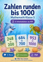 Vorschau - Arbeitsblätter - Zahlen runden bis 1000 | Mathematik Klasse 3 | 6 Arbeitsblätter als PDF - Deckblatt