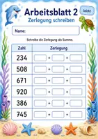 Vorschau - Arbeitsblätter - Zahlen zerlegen bis 1000 | Mathematik Klasse 3 | 6 Arbeitsblätter als PDF - Seite 2