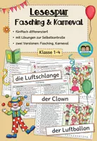 Vorschau - Arbeitsblätter - Lesespur - Fasching und Karneval (Klasse 1-4) - Deckblatt