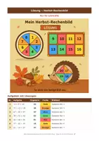 Vorschau - Arbeitsblätter - Herbst-Rechenbild Plus & Minus bis 100 – Ausmalbild mit Lösung - Seite 3