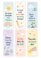 Vorschau - Mal- und Bastelvorlagen - Willkommensgeschenk & Schuljahresstartgrüße - Lesezeichen mit Mutmach-Sprüchen für Grundschule & Sek I - Seite 1