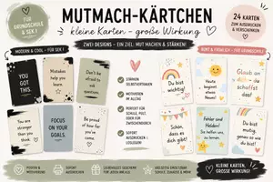 Vorschau - Mal- und Bastelvorlagen - Mutmach-Kärtchen für Grundschule & Sek I – 24 Karten zum Ausdrucken, Verschenken & Bestärken zum Schuljahreanfang & Schulstart - Deckblatt