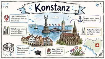 Vorschau - Arbeitsblätter - Arbeitsblätter zum Thema "Konstanz" + Lösung & MP3 + Mindmap + Infografik - Seite 1