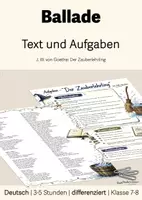 Vorschau - Arbeitsblätter - Ballade - Goethe: Zauberlehrling - Text/Aufgaben - Kl. 7/8 - Deckblatt