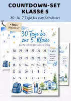Vorschau - Mal- und Bastelvorlagen - Countdown Klasse 5 Set | 30 14 7 Tage bis zur 5. Klasse | Schulstart weiterführende Schule - Deckblatt