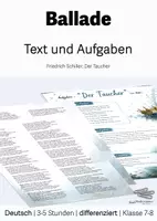 Vorschau - Arbeitsblätter - Ballade - Schiller: Der Taucher - Text/ Aufgaben - Kl. 7/8 - Deckblatt
