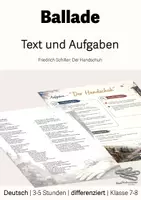 Vorschau - Arbeitsblätter - Ballade - F. Schiller: Der Handschuh - Text/Aufgaben - Kl. 7/8 - Deckblatt