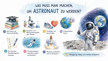 Vorschau - Arbeitsblätter - Arbeitsblätter zum Thema "Was muss man machen, um Astronaut zu werden?" (Lückentext, Hörverstehen) + Lösung & MP3 + Infografik - Seite 3