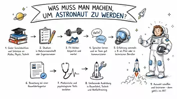 Vorschau - Arbeitsblätter - Arbeitsblätter zum Thema "Was muss man machen, um Astronaut zu werden?" (Lückentext, Hörverstehen) + Lösung & MP3 + Infografik - Seite 1