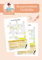 Vorschau - Arbeitsblätter - Kreuzworträtsel: Gedichte (Lyrik) - Deckblatt