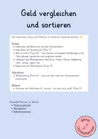 Vorschau - Stundenentwürfe - Unterrichtsstunde zum Euro - Geld vergleichen und sortieren - Deckblatt