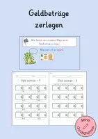 Vorschau - Arbeitsblätter - Unterrichtsstunde zum Euro - Geldbeträge zerlegen - Deckblatt