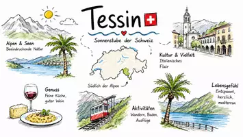 Vorschau - Arbeitsblätter - AB mit Fragen zum Thema "Tessin" + Lösungsblatt + Infografik - Seite 1