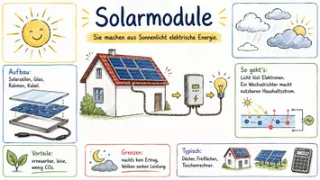 Vorschau - Arbeitsblätter - AB mit Fragen zum Thema "Sonnenkollektoren / Solarmodule" + Lösungsblatt + Infografik - Seite 1
