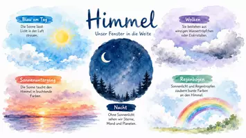 Vorschau - Arbeitsblätter - Arbeitsblatt "Himmel" + Onlineübung & MP3 + Infografiken - Seite 1