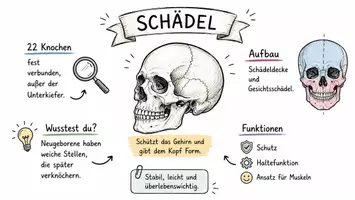 Vorschau - Arbeitsblätter - Arbeitsblätter zum Thema "Schädel" + Lösung & MP3 + Infografik - Seite 1
