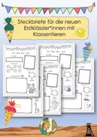 Vorschau - Poster - Steckbriefe neue Erstklässler*innen mit Klassentier / Einschulung, "Die Seite über mich" - Deckblatt