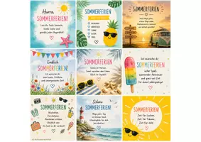 Vorschau - Bildkarten - Abschiedsgrüße zu den Sommerferien / Feriengrüße / Ferien / Karten - Seite 2