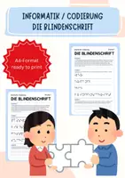 Vorschau - Arbeitsblätter - Die Blindenschrift (Braille) – Codierung mit Punkten entdecken (Informatik Klasse 5-7) - Deckblatt