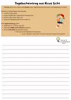 Vorschau - Arbeitsblätter - Rico Oskar und die Tieferschatten Tagebucheintrag - Deckblatt