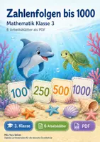 Vorschau - Arbeitsblätter - Zahlenfolgen bis 1000 | Mathematik Klasse 3 | 6 Arbeitsblätter als PDF - Deckblatt