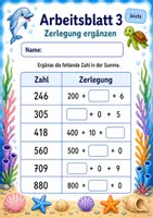 Vorschau - Arbeitsblätter - Zahlzerlegung bis 1000 | Mathematik Klasse 3 | 6 Arbeitsblätter als PDF - Seite 3
