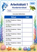 Vorschau - Arbeitsblätter - Zahlenrätsel bis 1000 | Mathematik Klasse 3 | 6 Arbeitsblätter als PDF - Seite 1