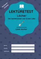 Vorschau - Arbeitsblätter - Lektüretest zu "Löcher. Die Geheimnisse von Green Lake" von Louis Sachar - Deckblatt