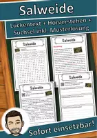 Vorschau - Unterrichtsreihen - Salweide Lückentext mit Wortspeicher Hörverstehen und Suchsel - Deckblatt