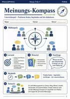 Vorschau - Spiele - Meinungs-Kompass Unterrichtsspiel Klasse 5 bis 7 Meinung bilden fair diskutieren Politik - Deckblatt