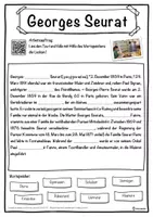 Vorschau - Unterrichtsreihen - Georges Seurat Lückentext mit Wortspeicher Hörverstehen und Suchsel - Seite 1