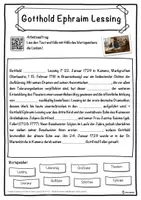 Vorschau - Unterrichtsreihen - Gotthold Ephraim Lessing Lückentext mit Wortspeicher Hörverstehen und Suchsel - Seite 1