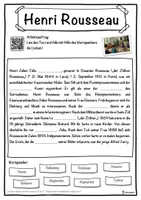 Vorschau - Unterrichtsreihen - Henri Rousseau Lückentext mit Wortspeicher Hörverstehen und Suchsel - Seite 1