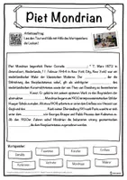 Vorschau - Unterrichtsreihen - Piet Mondrian Lückentext mit Wortspeicher Hörverstehen und Suchsel - Seite 1