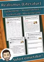 Vorschau - Unterrichtsreihen - Realismus (Literatur) Lückentext mit Wortspeicher Hörverstehen und Suchsel - Deckblatt