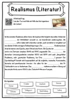 Vorschau - Unterrichtsreihen - Realismus (Literatur) Lückentext mit Wortspeicher Hörverstehen und Suchsel - Seite 1