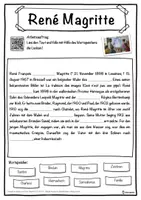Vorschau - Unterrichtsreihen - René Magritte Lückentext mit Wortspeicher Hörverstehen und Suchsel - Seite 1