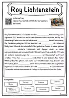 Vorschau - Unterrichtsreihen - Roy Lichtenstein Lückentext mit Wortspeicher Hörverstehen und Suchsel - Seite 1