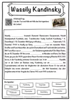 Vorschau - Unterrichtsreihen - Wassily Kandinsky Lückentext mit Wortspeicher Hörverstehen und Suchsel - Seite 1
