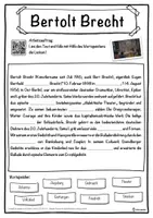 Vorschau - Unterrichtsreihen - Bertolt Brecht Lückentext mit Wortspeicher Hörverstehen und Suchsel - Seite 1