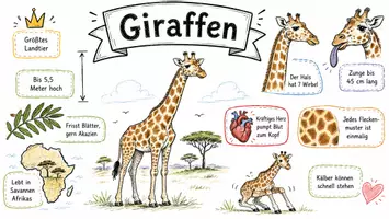 Vorschau - Arbeitsblätter - Arbeitsblatt zum Thema "Giraffen" + Onlineübung & MP3 + Mindmap + Infografik - Seite 1